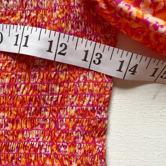 CeCe Orange Floral Puffed Sleeve Cropped Top - Picture 7 of 10